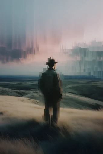 Surreal Digital Pastoral style reference image — glitch art
