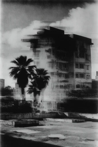 Monochrome Analog Glitch style reference image — monochrome glitch art