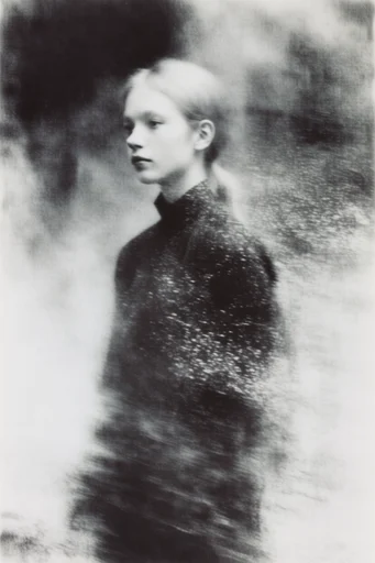 Ethereal Monochrome Noir style reference image — charcoal texture