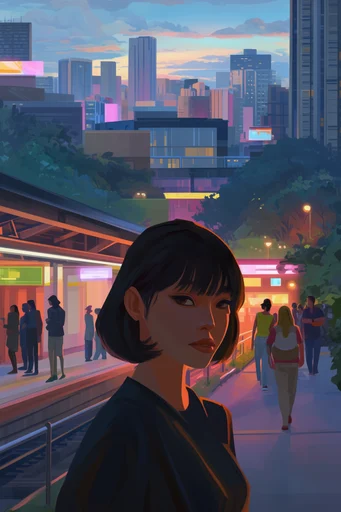 Neon Twilight Metropolis style reference image — geometric architectural forms