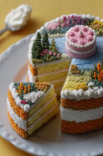 Tactile Fiber Landscapes style reference image — intricate stitch detail