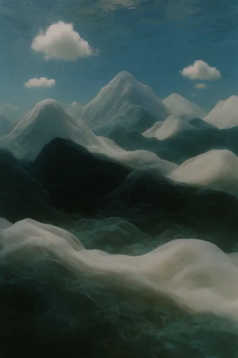 Ethereal Aquatic Melancholia style reference image — flowing fabric