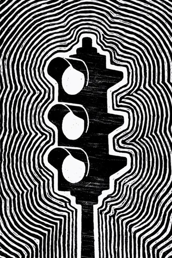 Hypnotic Linocut Nocturne style reference image — surreal woodblock texture