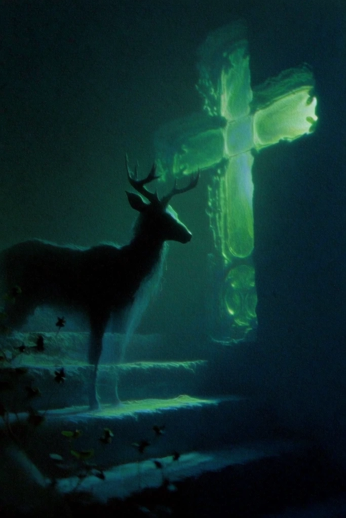 Emerald Dystopian Noir style AI image example 3