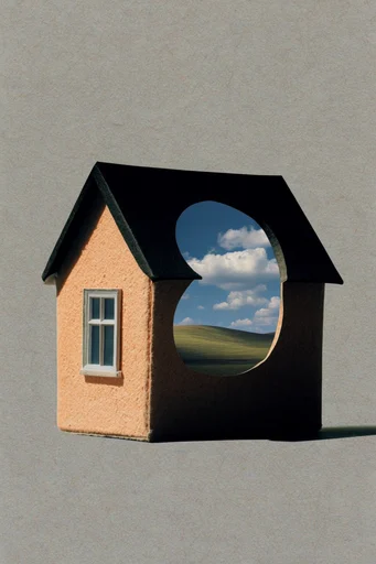 Surrealist Portal Minimalism style reference image — sharp studio lighting