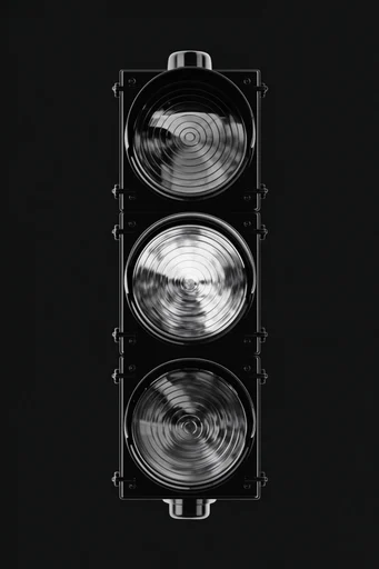 Monochrome Spectral Science style reference image — symmetrical diagrammatic composition