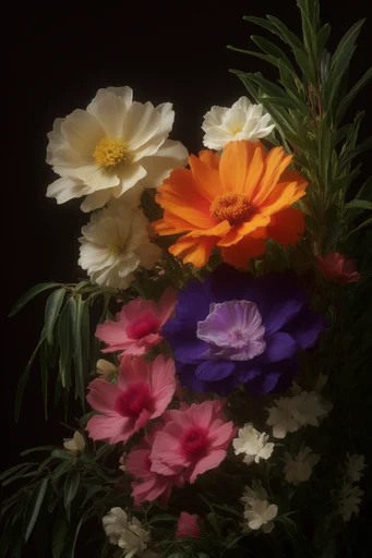 Dramatic Chiaroscuro Botanicals style reference image — hyper-detailed botanical