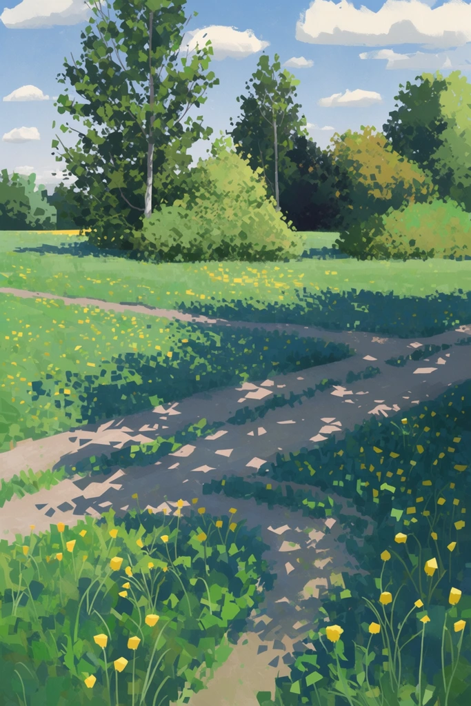 Sun-Drenched Gouache Vignettes style AI image example 2