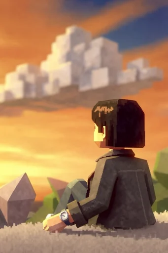 Retro Voxel Sunset moodboard — generate AI images in this style