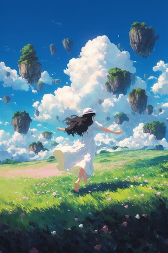 Luminous Anime Horizon style reference image — lush green landscape