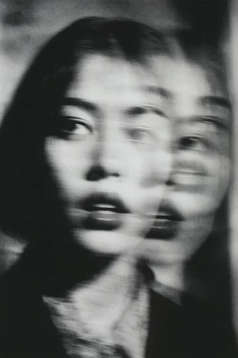 Monochrome Glitch Noir style reference image — surreal double exposure