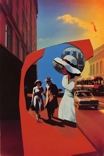 Surreal Retro-Cosmic Collage style reference image — retro-futuristic surrealism
