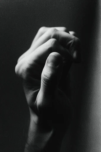 Tactile Chiaroscuro Noir style reference image — heavy film grain