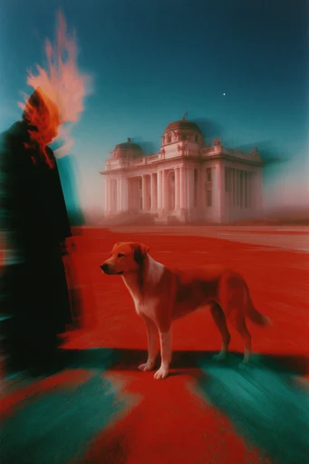 Crimson Surrealist Mythos style reference image — uncanny atmosphere