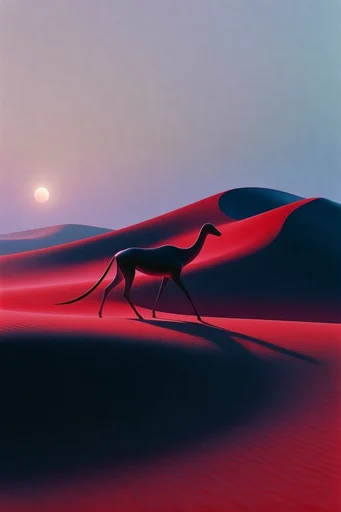 Minimalist Surrealist Horizons style reference image — scale disparity