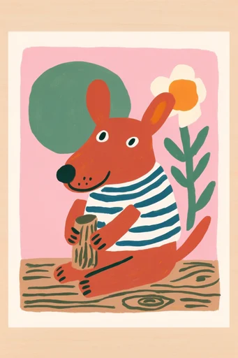 Naive Folk Gouache style reference image — pastel and vibrant color palette