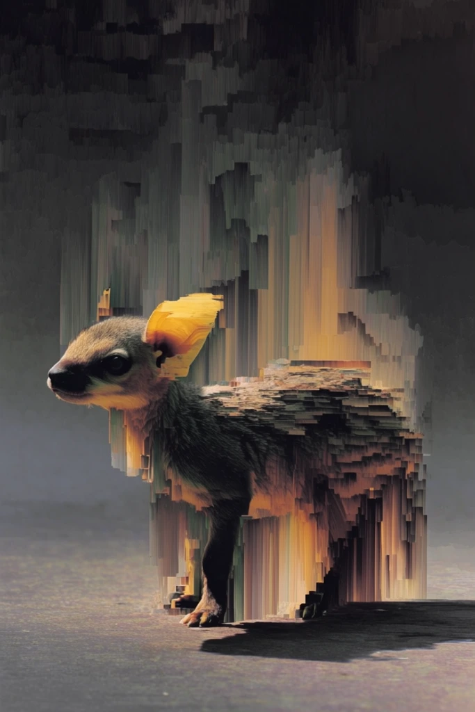 Amber Glitch Decay style AI image example 3