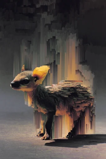 Amber Glitch Decay style AI image example 3
