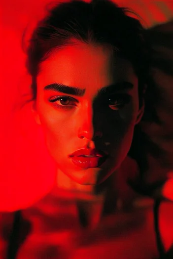 Crimson Analog Noir style reference image — lo-fi light leaks