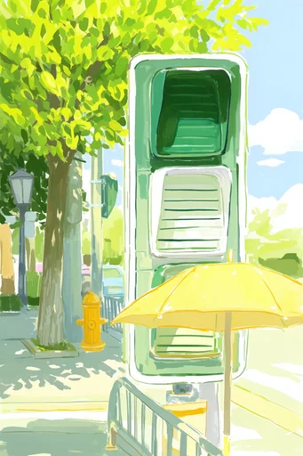 Vibrant Sunlit Gouache style reference image — vibrant color blocking