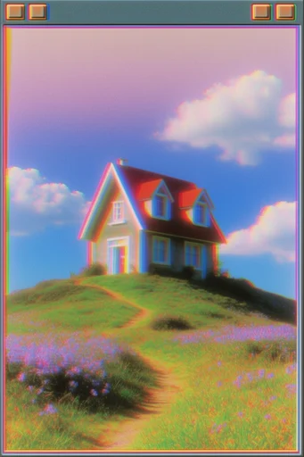 Nostalgic Glitch Dreamscape style AI image example 4