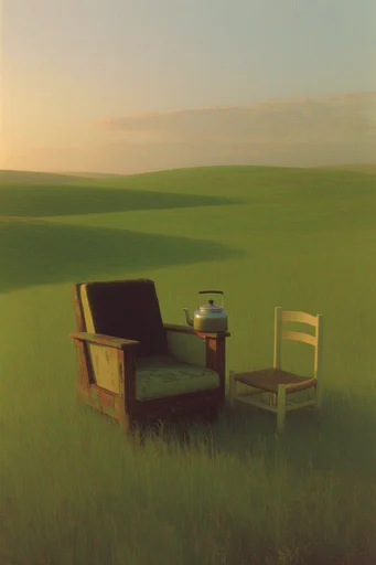 Surrealist Retro Pastoralism style reference image — retro-futuristic airbrush art