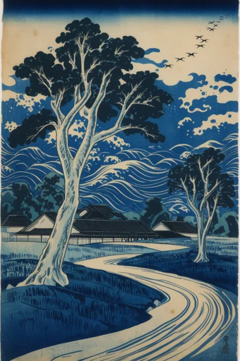 Vintage Japanese Naturalism style AI image example 2