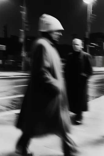 Spectral Kinetic Noir style reference image — high-contrast monochrome