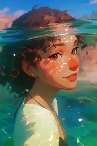 Vibrant Sun-Drenched Coastal style reference image — anime-inspired background