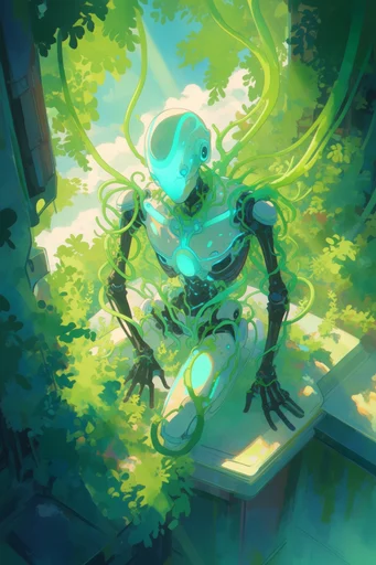 Ethereal Bio-Fluid Synthesis style reference image — biopunk solarpunk fusion