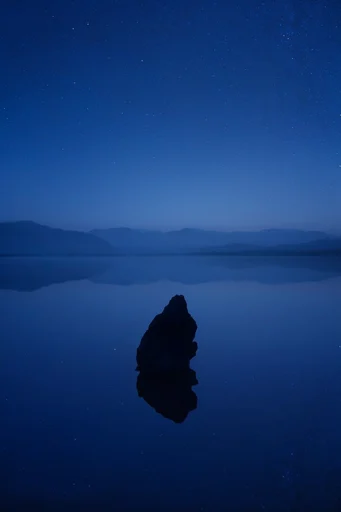 Celestial Nocturnal Solitude style reference image — deep indigo and midnight blue