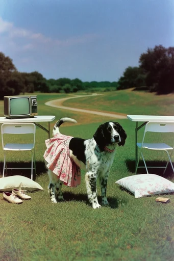 Nostalgic Pastoral Surrealism style reference image — bizarre juxtaposition