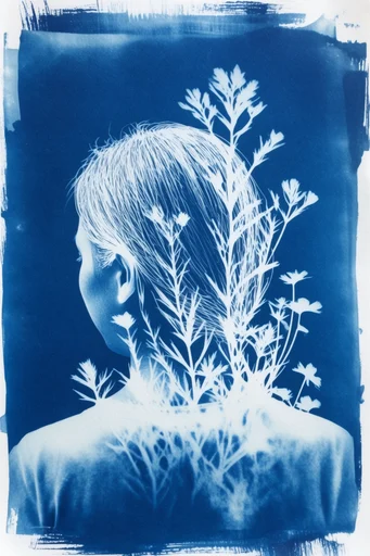 Ethereal Cyanotype Botanical moodboard — generate AI images in this style