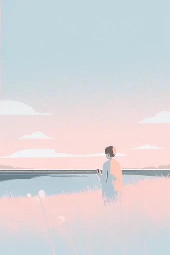 Serene Pastel Minimalism style AI image example 3