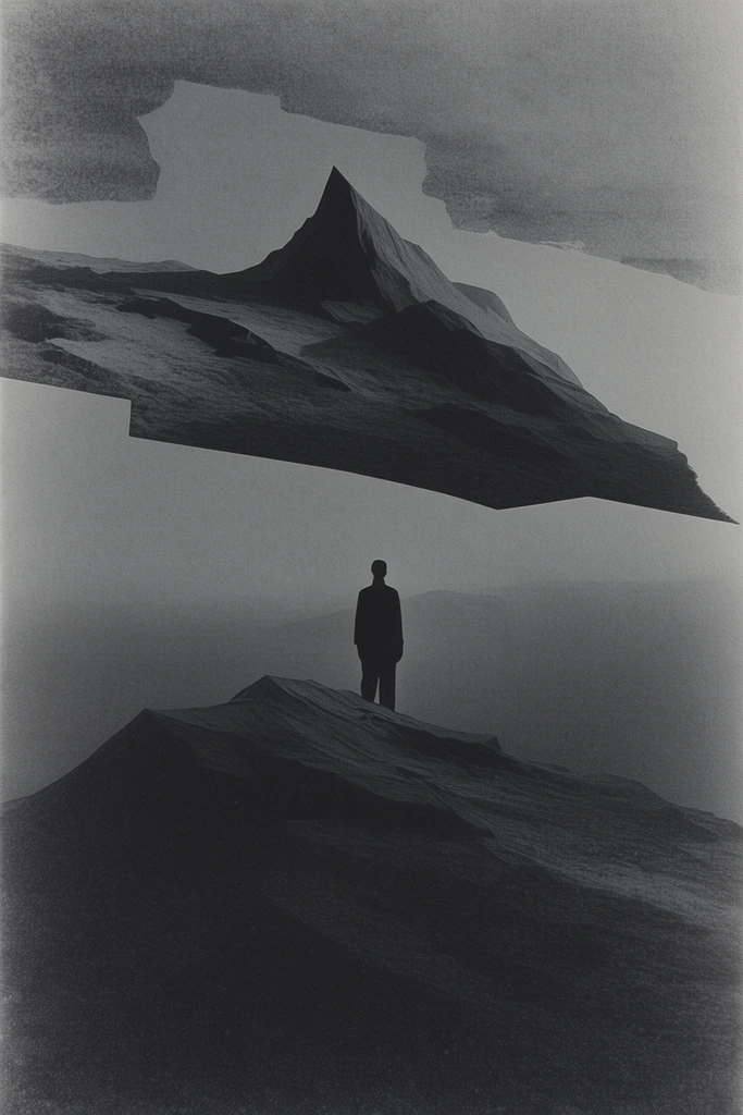 Monochromatic Occult Noir style AI image example 2