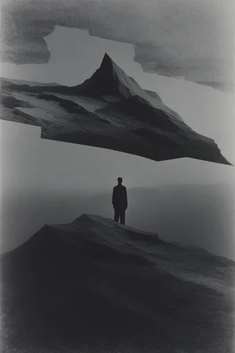 Monochromatic Occult Noir style AI image example 2