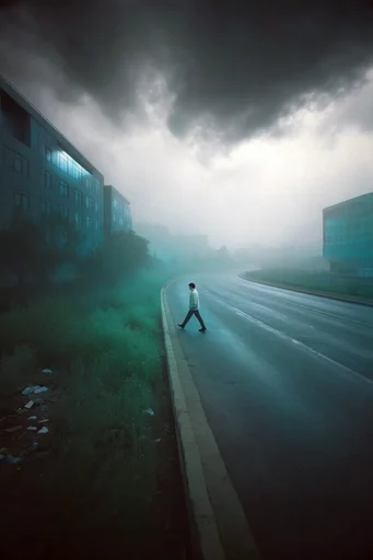 Atmospheric Cyan Solitude style reference image — atmospheric fog