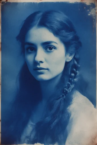 Archival Cyanotype Glitch style reference image — soft diffused lighting