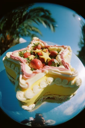 Vivid Fisheye Nostalgia style reference image — harsh sun-drenched lighting