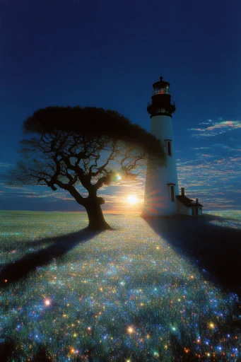 Prismatic Twilight Dreamscape style reference image — lens flare