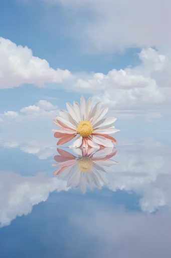 Ethereal Surreal Minimalism style reference image — fluffy cumulus clouds