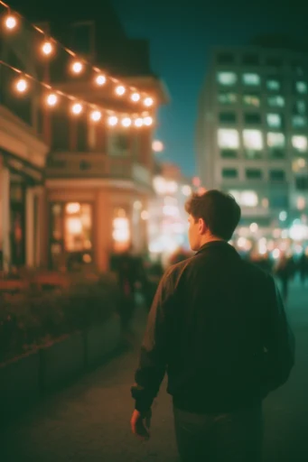 Cinematic Nocturnal Melancholy style reference image — analog film grain