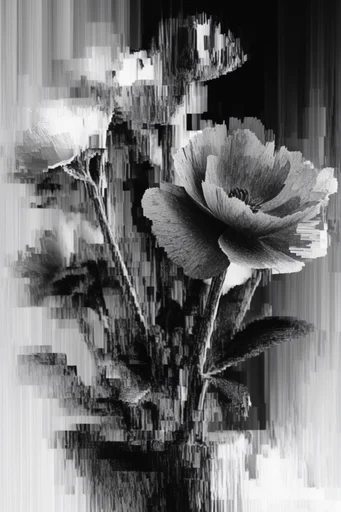 Monochromatic Digital Erosion style reference image — digital decay