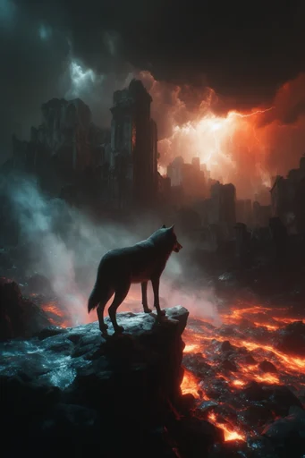 Volcanic Brutalist Abyss style AI image example 3