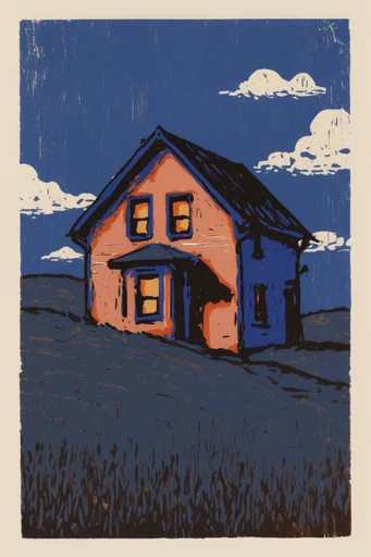 Graphic Woodcut Modernism style AI image example 4