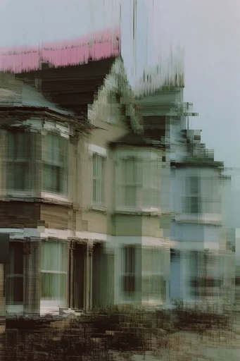 Digital Distortion Minimalism style reference image — fragmented reality