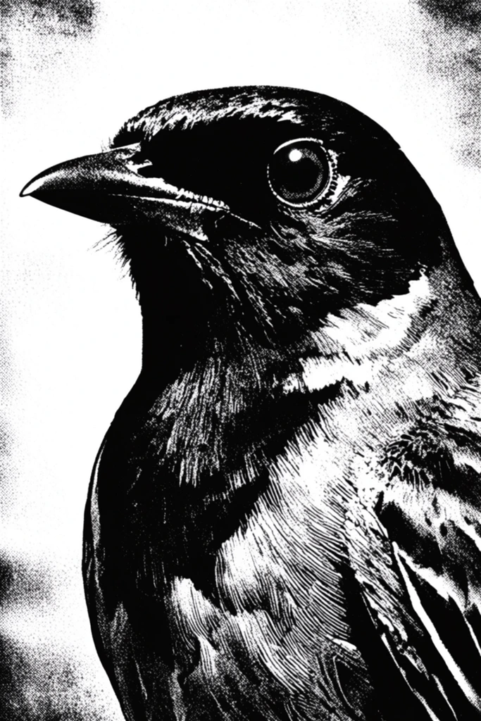 Stark Monochromatic Gothic style AI image example 3