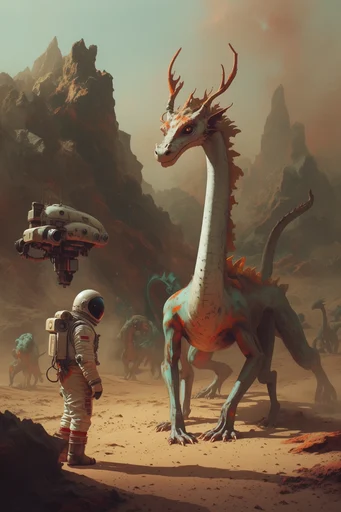 Surreal Retro Desert Sci-Fi style reference image — painterly brushstrokes