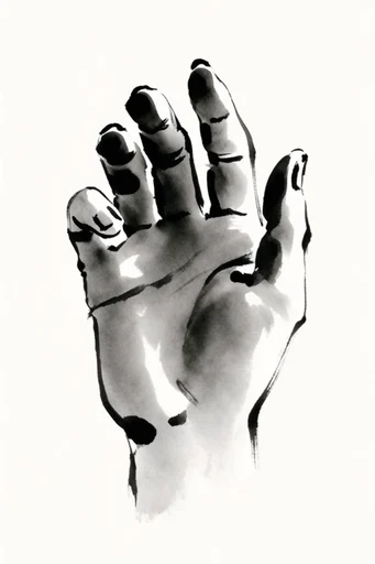 Minimalist Zen Ink style reference image — gestural brushstrokes