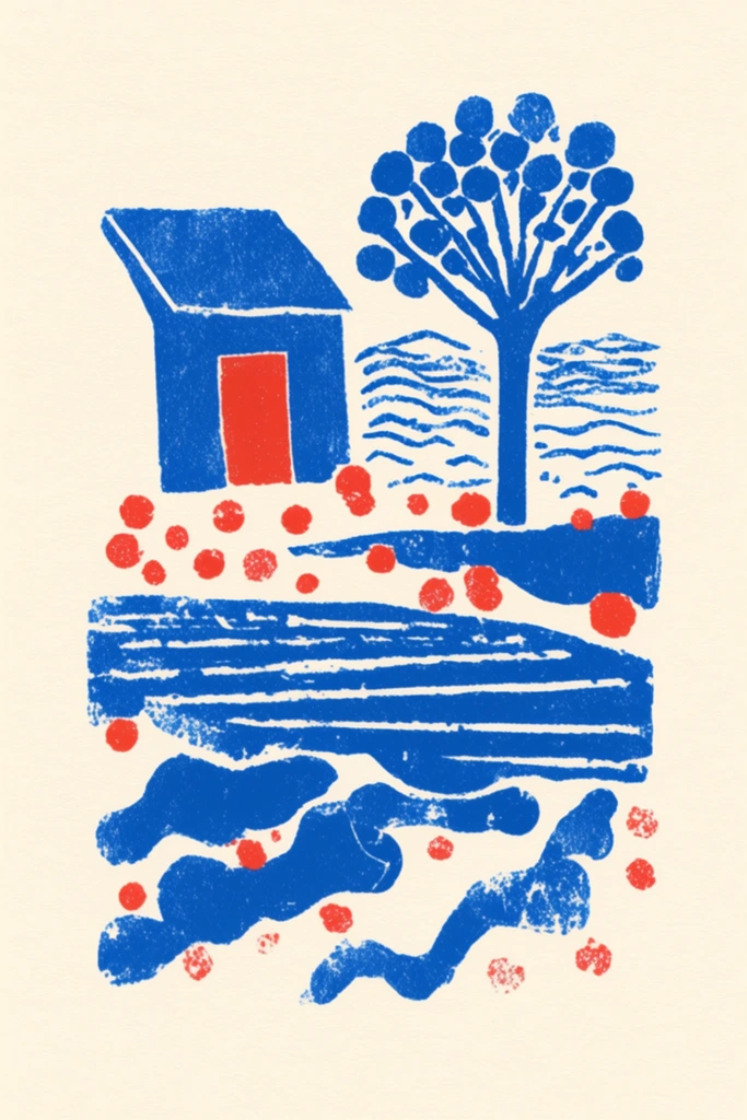 Rustic Risograph Americana style AI image example 2